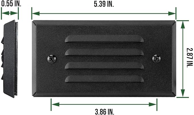 12V 3W Surface Mount Low Voltage LED Step Light Fixture with Horizontal Louvered Faceplate for Steps Decks Pathway Yard Stairs Fences, IP65 Outdoor Waterproof, Wet Locations, 6 Pack