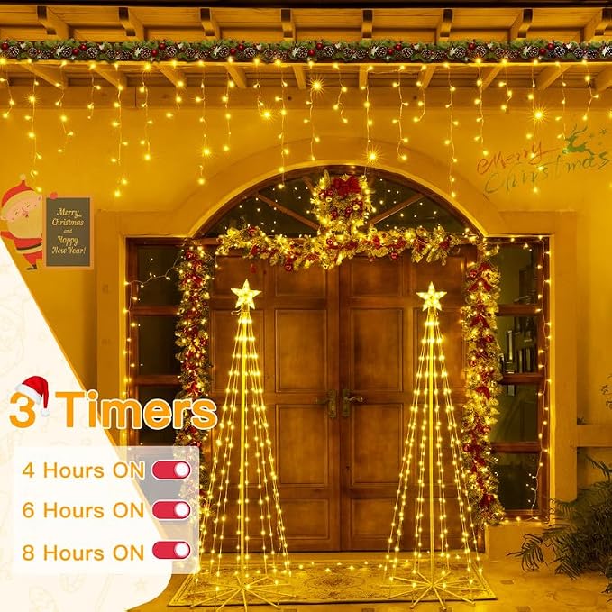 Ollny Icicle Lights for Outside 306LED 25FT, Color Changing Christmas Light with Remote 11 Modes Timers Waterproof, Plug in Connectable Hanging Lights for Outdoor Indoor House Roof Holiday