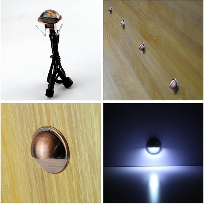 10 Pack Low Voltage Deck Lights kit, Φ1.38 Cold White LED Lighting Bronze | IP65 waterproof, Half Moon Shape Design, Outdoor Decoration Fit for Step Stair Garden Yard Landscape Pathway