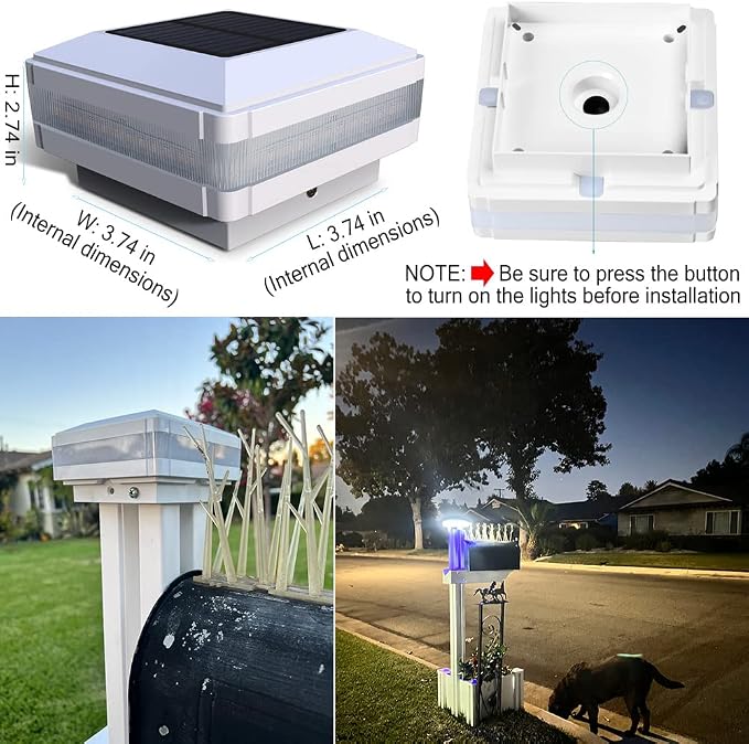 Solar Outdoor Post Cap Lights, 160LM 6000K Cool White, IP65, 1 Pack White | 52 LEDs High Brightness, Waterproof Fence Post Lights Compatible with 4x4 5x5 Wooden Posts, for Fence Deck Patio Garden Yard