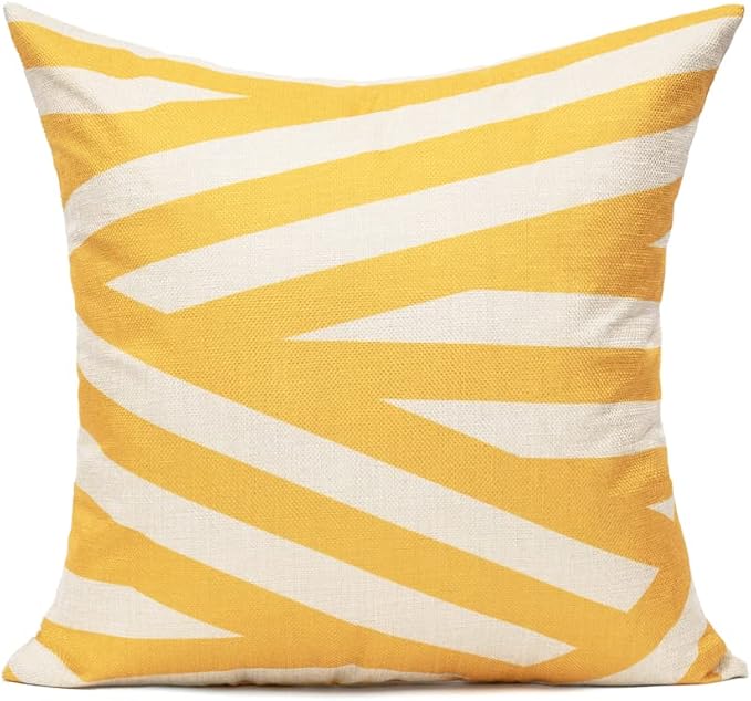 All Smiles Outdoor Waterproof Throw Pillow Covers 16X16 Set of 4,Yellow Decorative.Cushion Covers Boho Decorations Outside for Patio Furniture Porch Seat Chair Couch Sofa Living Room Geometric