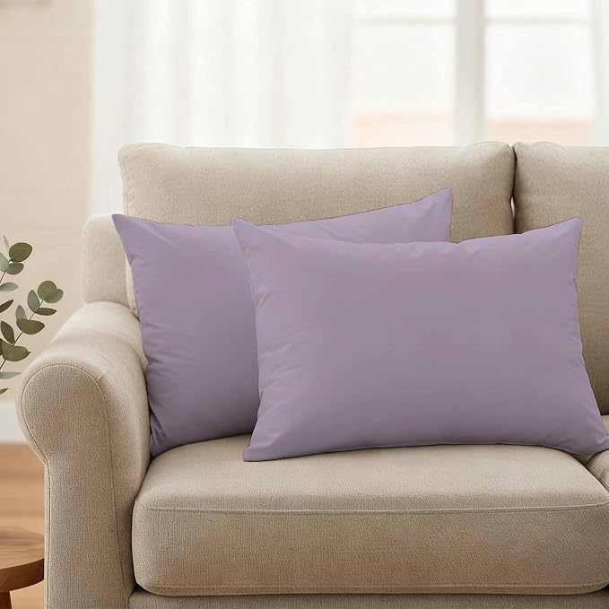 Lumbar Pillow Covers 12 x 20 Inches, Purple Solid Color Waterproof Throw Pillow Cover Set of 2, Aesthetics Contemporary Luxury Decorative Rectangle Cushion Covers for Patio/Couch/Garden