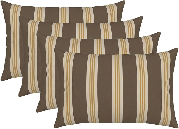 RSH DECOR: Designer Select Outdura Jumbo Lumbar Throw Pillows Set of 4 | 26" x 16" | Indoor Outdoor – Patio, Lounge, Adirondack | Water & Fade-Resistant | Made in USA (Tory Alloy)