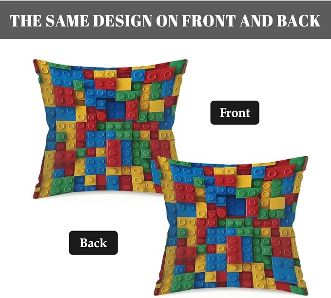 16x16 Inch Outdoor Pillow Covers Set of 2 Waterproof Throw Pillow Covers Decorative Couch Cushion Covers Colorful Block Square Pillowcases Protectors for Patio Garden Sofa