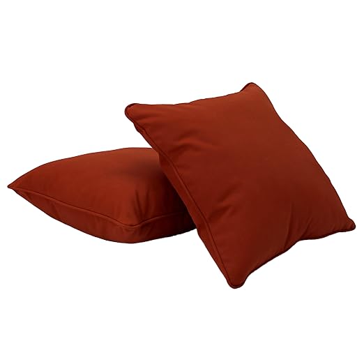 Factory Direct Partners Presidio 24" x 24" Square Decorative Throw Pillow Set with Piping for Indoor/Outdoor Furniture; UV, Fade, Weather-Resistant Olefin Fabric (2-Pack) - Rust Red, 13811-118