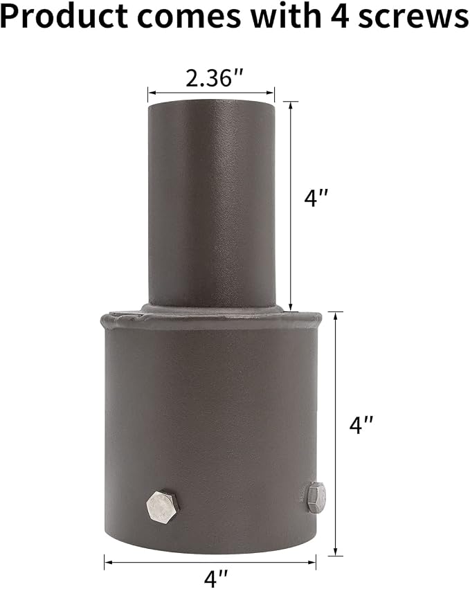 Mounting Bracket Accessories 4 Inch Round Pole Bracket Tenon Adapter for Outdoor Shoebox Lighting, Parking Lot Light, Street Light with Slip Fitter Mount