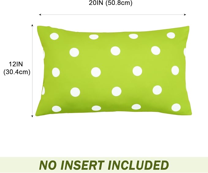 Eternal Beauty 12X20'' Set of 2 Outdoor Decorative Pillow Covers Waterproof Outdoor Pillow Covers for Spring Summer Patio Lumbar Pillows, Green Polka Dot, 12X20 inches