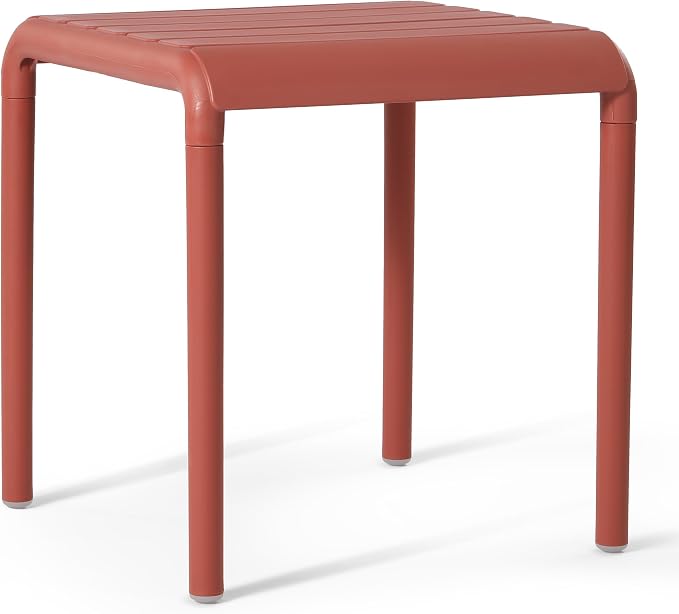 WestinTrends Playa Plastic Modern Outdoor Patio Accent Side Tables (Set of 2), Red