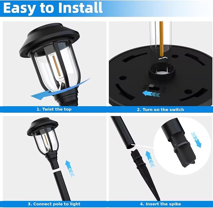 Solar Lights Outdoor 8 Pack, Cool White Solar Pathway Lights, Auto On/Off,Waterproof Solar Powered LED Landscape Lighting for Path Walkway Driveway Yard Garden Patio