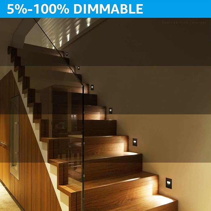 LEONLITE 6-Pack 3CCT 120V LED Step Lights, Vertical, Oil Rubbed Bronze | 110LM, 5%-100% Dimmable, CRI90, ETL, Indoor Outdoor Stair Lights, Wet Location, 3000K/4000K/5000K, Aluminum