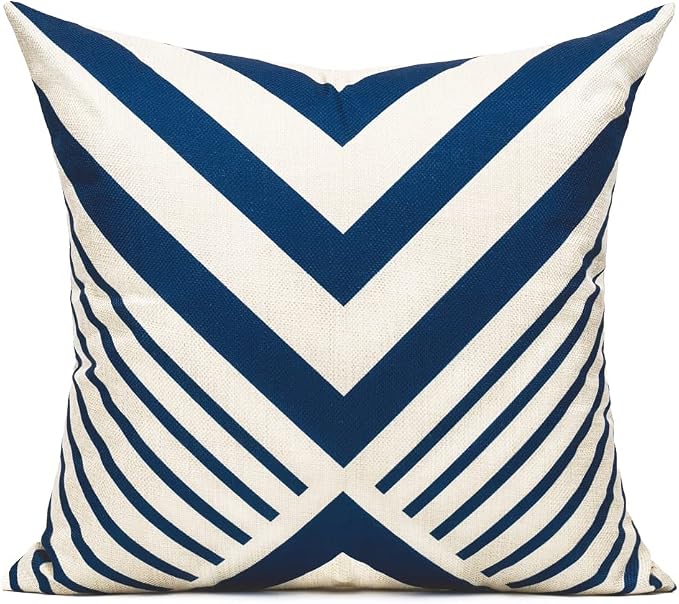 All Smiles Outdoor Waterproof Throw Pillow Covers 18X18 Set of 4,Navy Decorative Cushion Covers Boho Decorations Outside for Patio Furniture Porch Seat Chair Couch Sofa Living Room Geometric