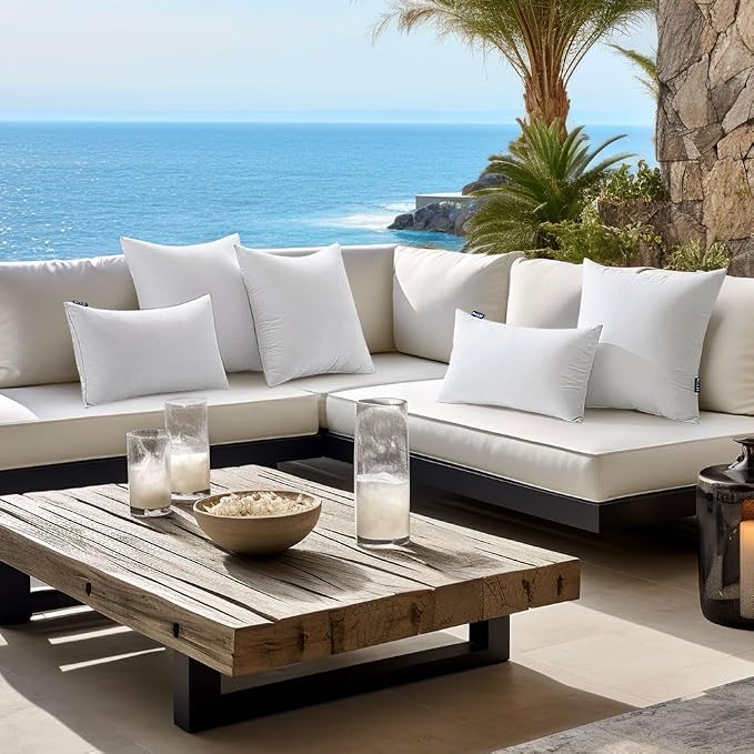 MIULEE 24x24 Euro Outdoor Pillow Inserts, Pack of 4 Waterproof Pillows | Decorative Throw Pillows, Garden Pillow Form for Patio Sofa Couch
