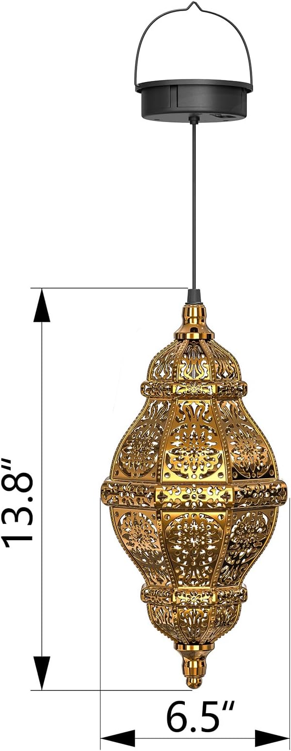 Twinkya Hanging Solar Lights Outdoor Garden Decor, Decorative Waterproof Plastic Moroccan Solar Lantern Lamp, Outside Decorations for Patio Yard Porch Backyard Decor, Gardening Gifts for Women Mom