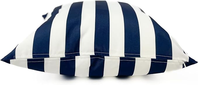 Pack of 2 Outdoor 20''x20'' Waterproof Navy Blue Striped Throw Pillow Covers Decorative Square Cushion Patio Pillows for Patio Furniture (Polar Night)