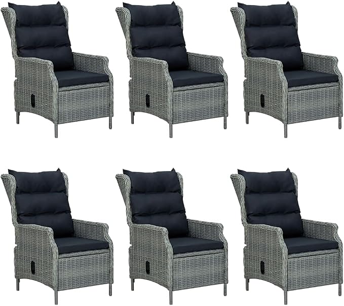 Patio Set,Backyard Furniture,deep Seating Outdoor Furniture,7 Piece Patio Dining Set with Cushions Poly Rattan Light Grayoutdoor Furniture Ottoman,Patio Chairs with Ottomans,