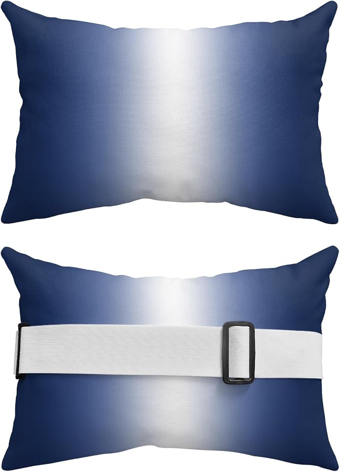 Pack of 2 Outdoor Lumbar Pillow Covers 12x20 Inch, Navy Blue Ombre Waterproof Throw Pillow Covers Set, Aesthetics Modern Abstract Art Gradient Decorative Cushion Cases for Patio Porch Car
