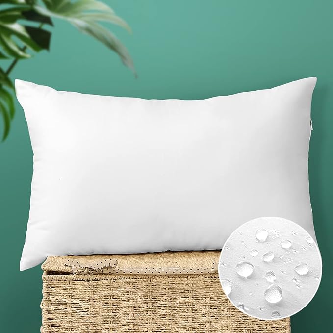 OTOSTAR Outdoor Throw Pillow Inserts - Pack of 1 Water Resistant Cushion Inner Pads for Patio Garden Coffee House Decorative Waterproof Pillow Inserts 16x24 Inch -White