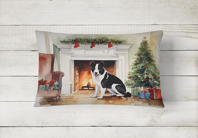 Caroline's Treasures DAC2687PW1216 Karelian Bear Dog Cozy Christmas Throw Pillow Machine Washable, Indoor Outdoor Decorative Pillow for Couch, Bed or Patio, 12HX16W