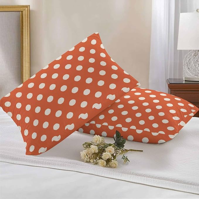 Outdoor Waterproof Throw Pillow Covers Set of 2 Orange Polka Dots Lumbar Pillowcases 20x12 Inches Cute Solid Color Decorative Pillows Cushion Case Patio Pillows for Couch Bed Chair Garden