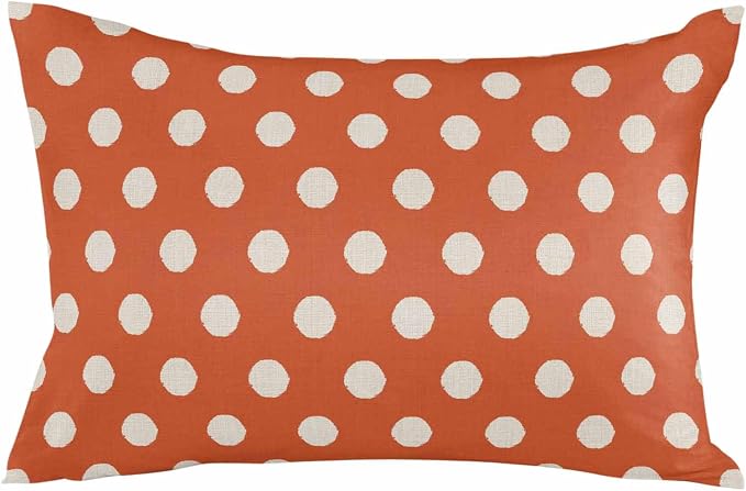 Outdoor Waterproof Throw Pillow Covers Set of 2 Orange Polka Dots Lumbar Pillowcases 20x12 Inches Cute Solid Color Decorative Pillows Cushion Case Patio Pillows for Couch Bed Chair Garden