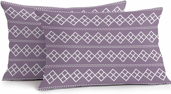 Purple Boho Outdoor Pillow Covers 20x12 Inch Lumbar Pillow Covers Set of 2 Waterproof Decorative Throw Pillow Cases Vintage Ethnic Tribe Abstract Art Cushion Covers for Patio Furniture Garden Couch