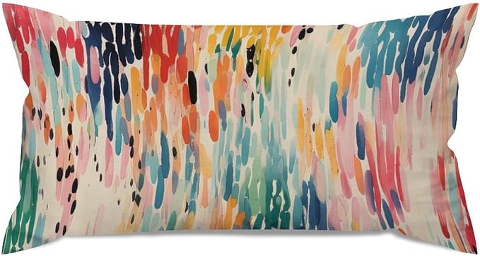 Rectangle Lumbar Pillow Case Make It Rain Fiesta Pillowcase Modern Rainbow Colorful Pillow Cover Accent Square Couch Sofa Cushion Covers for for Sofa Couch Bed Decorations 12x24in