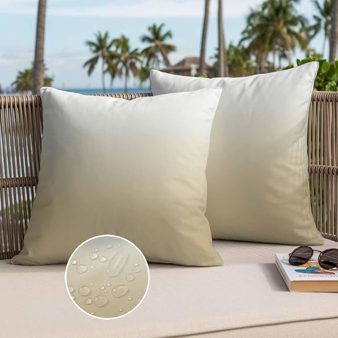 Farm Yellow Outdoor Waterproof Throw Pillow Covers Set of 2, 16"x16", Gradient Decorative Pillow Covers Outside Cushion Case for Patio Porch Garden
