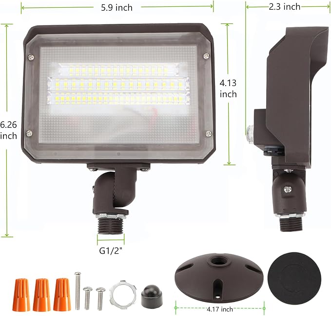 2Pack Dusk to Dawn Outdoor 40W LED Flood Light with Knuckle & Plate Mount,5000K ETL Commercial LED Security Lighting