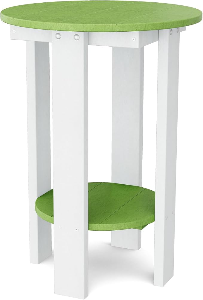 Wildridge Heritage Balcony Table, Lime Green and White - Outdoor Weather Resistant Recycled Plastic Furniture for Patio