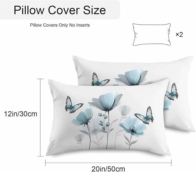 Spring Blue Tulip Waterproof Outdoor Pillow Covers Set of 2 Home Decor, Pastoral Botanical Florals Simple Pillowcase Patio Pillow Covers for Couch Bench Furniture Garden 20x12in