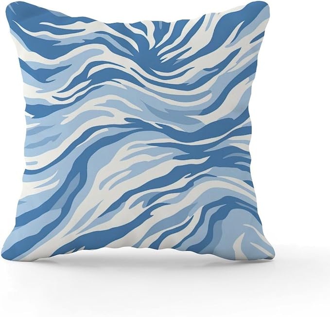 Cushion Cases Blue Tiger Print Cushion Cover Abstract Animal Tiger Print Pillow Cover Accent Modern Decorative Pillow Covers for Patio Couch Bench 22x22 in