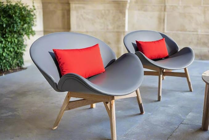 RSH Décor Sunbrella Jumbo Lumbar Pillow Covers Set of 2, 26" x 16", Indoor Outdoor Patio, Lounge, Adirondack, Deck, Water & Fade-Resistant, Play Cameo, Includes Down-Alternative Inserts - Made in USA