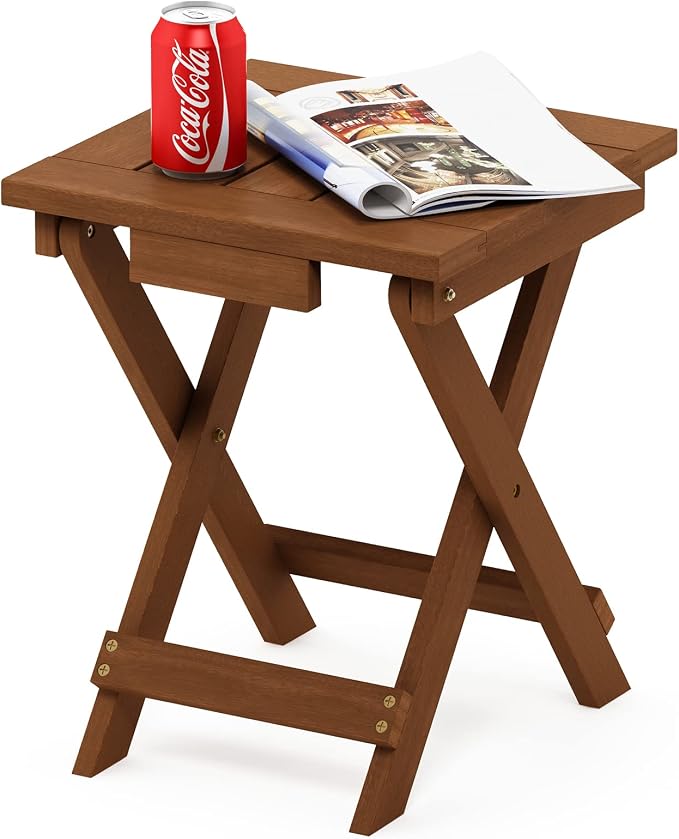 Furinno FG18556 Tioman Hardwood Patio Furniture Outdoor Folding Table Small, Natural