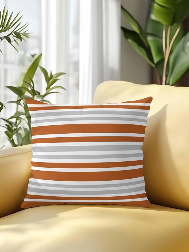 Outdoor Waterproof Throw Pillows Abstract Modern Stripes Patio Pillows,Decorative Pillow Covers with Insert,Pillow Cushion Case for Garden Couch Sofa Orange White Gray
