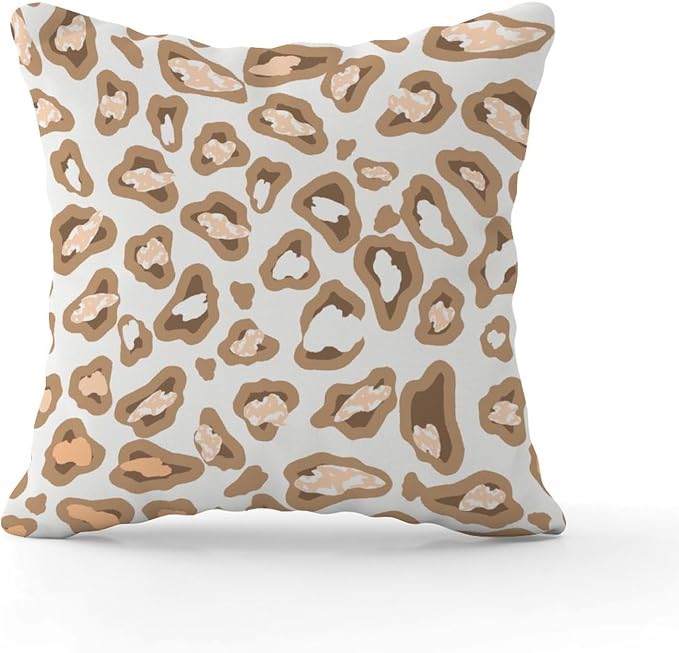 Chinoiserie Cheetah Print Pillow Cover Light Brown and Light Gray Throw Pillow Cover Rustic Outdoor Waterproof Decorative Pillow Cover for Patio Tent Couch 22x22 in