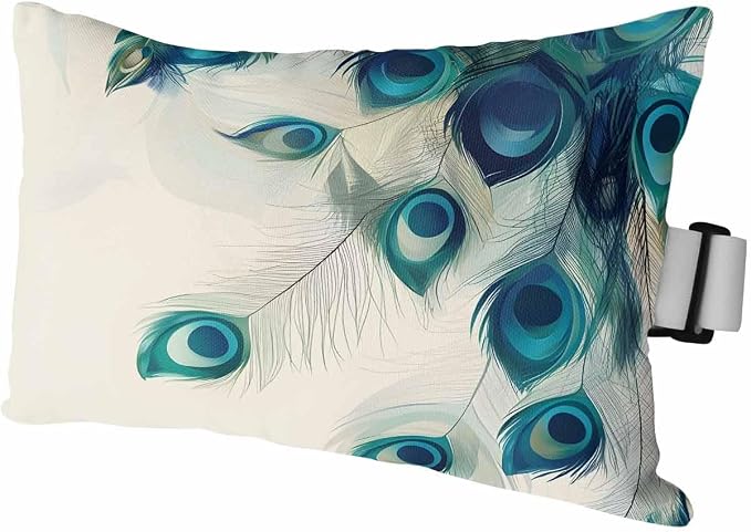 Chaise Lounge Head Pillows,Teal Turquoise Peacock Feather Outdoor Waterproof Patio Throw Pillows Abstract Animal Feathers Lumbar Pillow for Patio Beach Pool