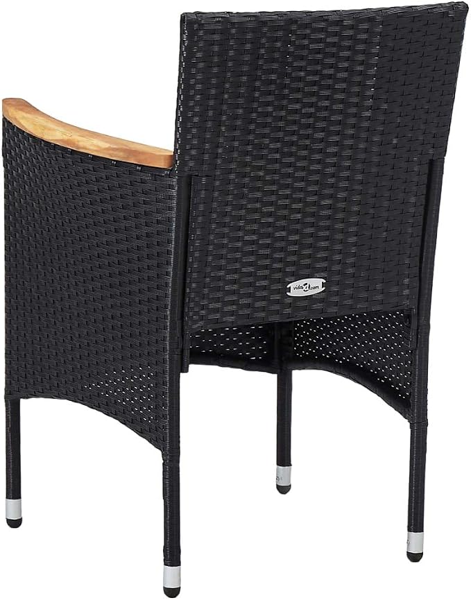 5-Piece Black Poly Rattan Dining Set with Removable Covers, Weather-Resistant Outdoor Furniture and Sturdy Metal Frame for Patio or Garden