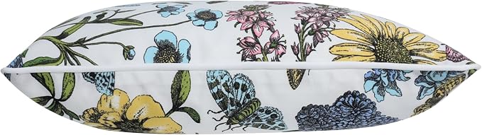 Water Resistant Outdoor Lumbar Pillows for Patio Furniture,12x20 Inch Decorative Pillows Set of 2 with Insert,Hidden Zipper Headrests for Sofa Couch Chair(Butterfly Flower)