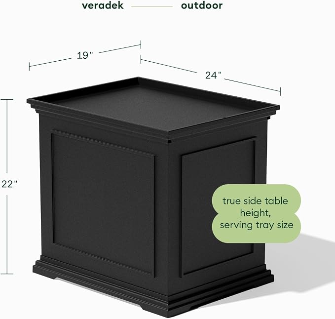 Veradek Brixton Tray Table - 2-in-1 Outdoor Side Table with Storage and Tray for Patio/Porch | Durable All-Weather Resistant | Classic & Functional