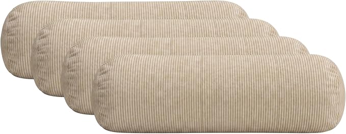 RSH DECOR: Neck Roll Pillows Set of 4 | 20” x 6” | Outdoor Bolster for Patio, Deck, Porch, or Poolside Furniture | Water & Fade-Resistant | Made in USA (Logic Bones)