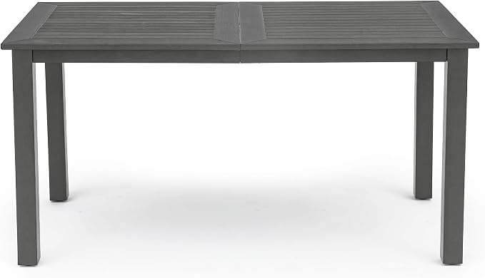 Cozyman 6-Person HDPS Outdoor Dining Table, Weather-Resistant Rectangle Patio Dining Table, 500 LBS Weight Capacity, Outdoor Patio Table for Outside Indoor, Lawn, Garden, and Backyard, Dark Gray
