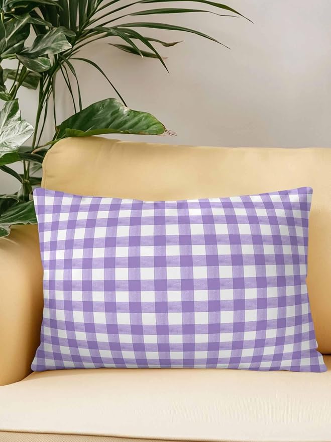 Outdoor Waterproof Throw Pillows Purple White Checkered Plaid Patio Pillows,Decorative Pillow Covers with Insert,Pillow Cushion Case for Garden Couch Sofa Gradient Buffalo Check