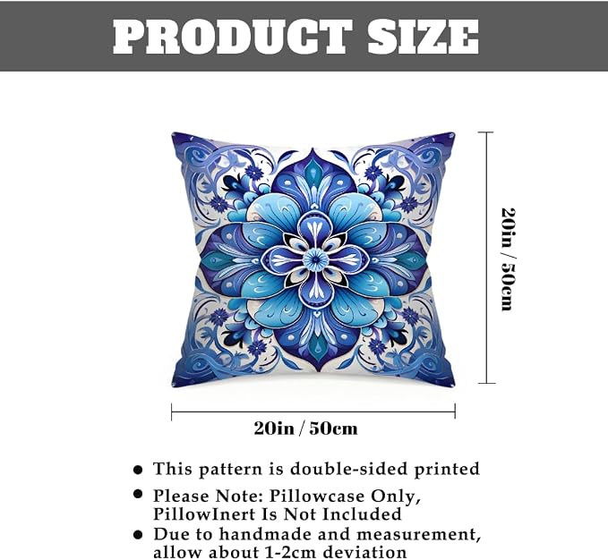 20x20 Inch Outdoor Pillow Covers Set of 2 Waterproof Throw Pillow Covers Decorative Couch Cushion Covers Flower Boho Square Pillowcases Protectors for Patio Garden Sofa