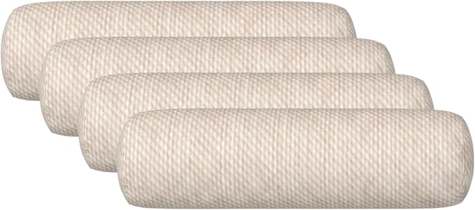 RSH DECOR: Sunbrella Neck Roll Pillows Set of 4 | 24” x 8” | Outdoor Bolster for Patio, Deck, Porch, or Poolside Chairs | Fade & Water-Resistant | Made in USA (Cozy Quilt Bright White)