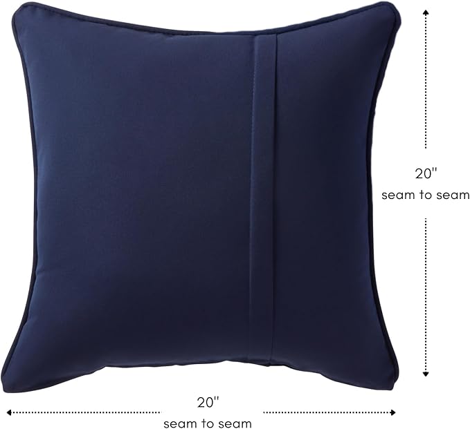 Greendale Home Fashions Sunbrella 20'' Square Outdoor Throw Pillow with Removable Cover (Set of 2), Canvas Navy