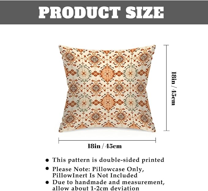 18x18 Inch Outdoor Pillow Covers Set of 2 Waterproof Throw Pillow Covers Decorative Couch Cushion Covers Floral Pattern Square Pillowcases Protectors for Patio Garden Sofa