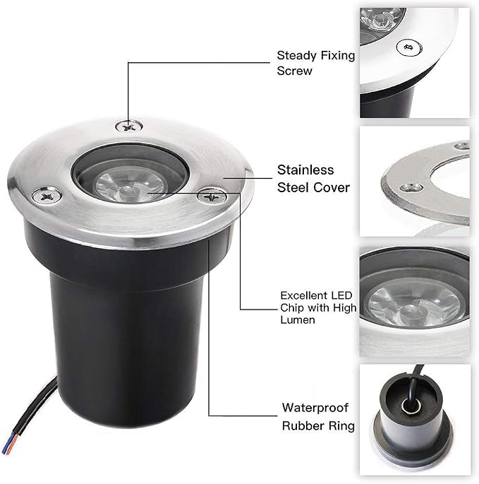 SUNRIVER Low Voltage Landscape Lights,1W Outdoor In-Ground Lights 12V-24V LED Landscape Lighting for Paver, Deck, Step, Garden, IP67 Waterproof (6 Pack Warm White)