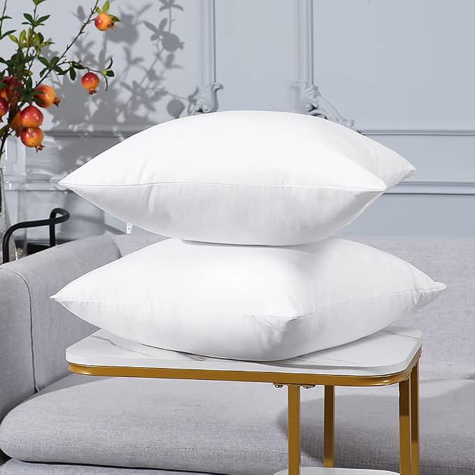 OTOSTAR Outdoor Waterproof Throw Pillow Inserts, Set of 6 Water Resistant Square Form Cushion Stuffer for Bed Couch Decorative Outdoor Sofa Pillows Inserts White, 18x18 Inches