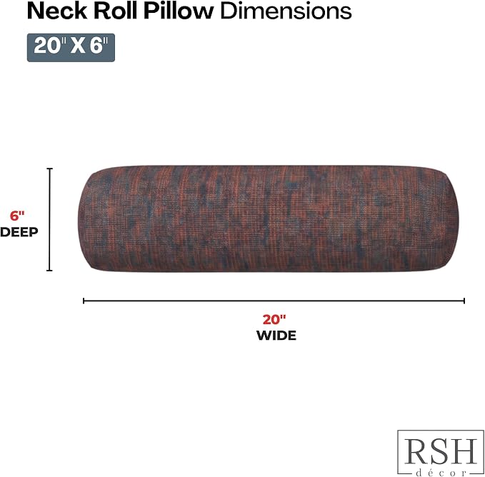 RSH DECOR: Sunbrella Neck Roll Pillows Set of 2 | 20” x 6” | Outdoor Bolster for Patio, Deck, Porch, or Poolside Furniture | Water & Fade-Resistant | Made in USA (Platform Horizon)