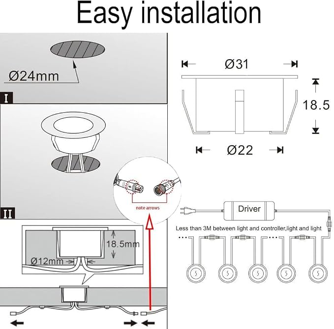 LED Deck Lights Kit, 50pcs Φ1.22 WiFi Smart Phone Control Low Voltage Recessed RGBW Deck Lighting Waterproof Outdoor Yard Path Stair Decor, Black